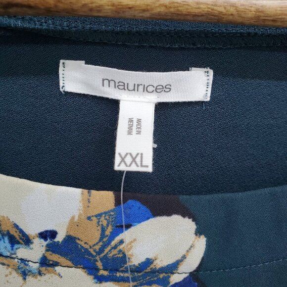 Maurices Chiffon Blouse Womens Size 2XL Teal Floral Long Sleeve Boho Fairy NWT - Picture 11 of 15